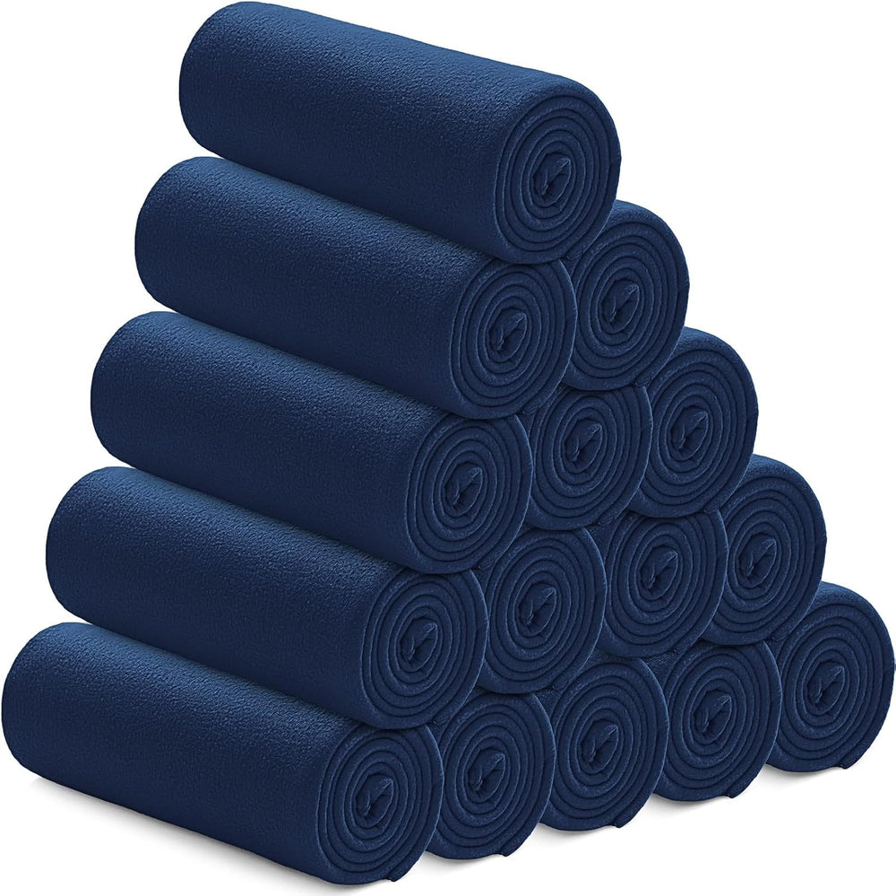 Newwiee 15 Pack Fleece Throw Blankets Bulk Double Sided,Navy Blue
