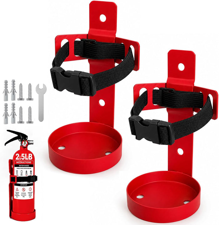 2.5LB Fire Extinguisher Wall Mount Bracket - Heavy Duty Quick Release Holder for Small Fire Extinguishers 2 Pack