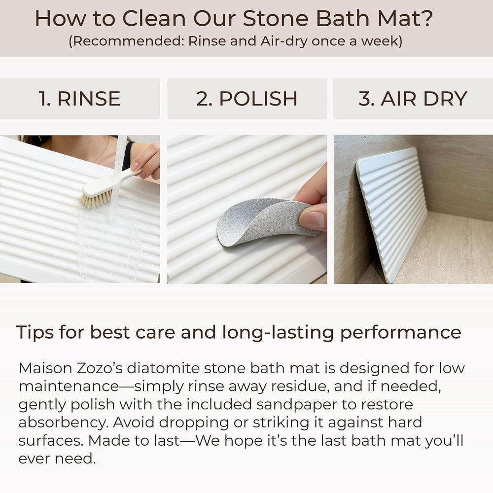 Stone Bath Mat Diatomaceous Earth Shower Mat Non-Slip Ultra Absorbent Durable...