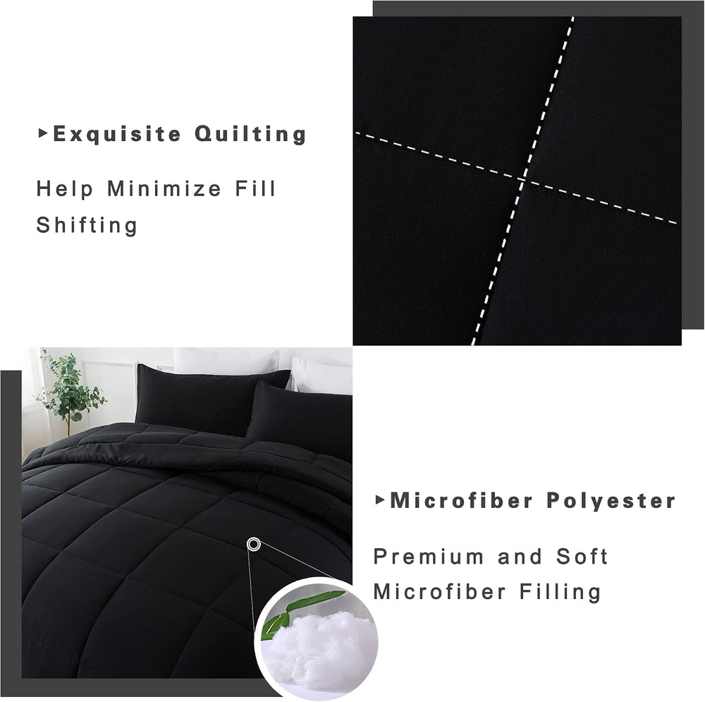 DOWNCOOL Queen Comforter Set -All Season Queen Bed Set with 2 Pillow Cases-3 ...