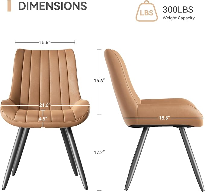 Dining Chairs Set of 4, Mid Century Modern Kitchen Chairs with Soft Cushion, ...