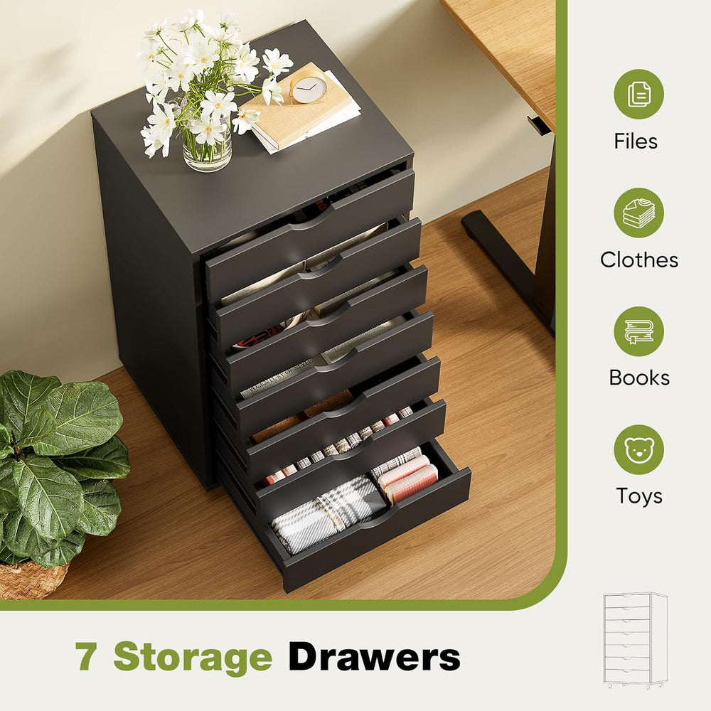 Sweetcrispy 7 Drawer Wooden Dresser, Storage Cabinets, Room Organization