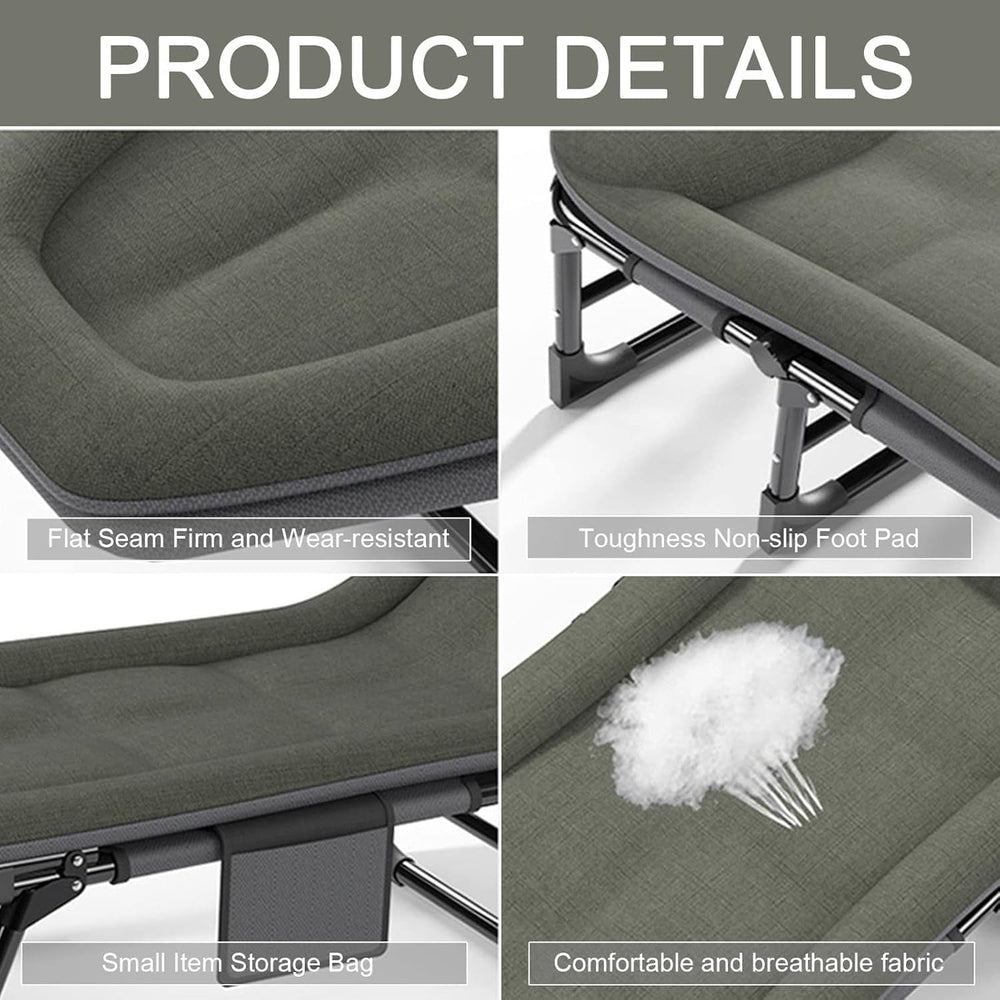 Camping Cot for Adults with Cushion, Portable Folding Camping Cot, 5-Position...