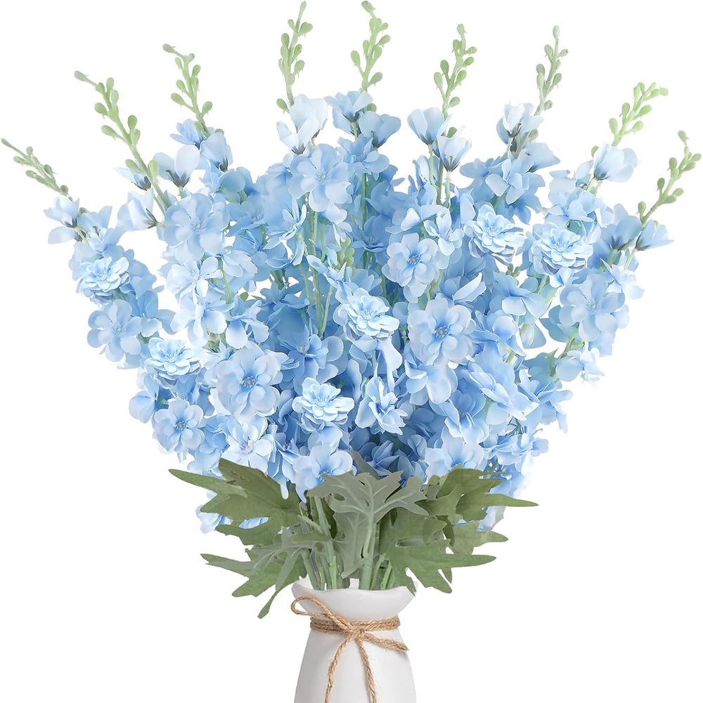 16Pcs Light Blue Delphinium Artificial Flower 33.5'' Long Stem Blue F...