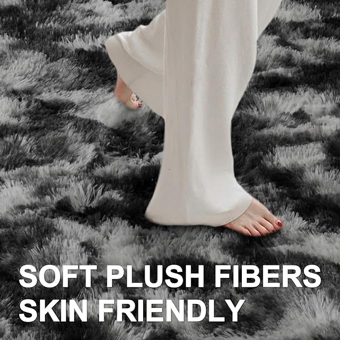 6x9 Ft Large Shag Rugs for Living Room Decor, Tie-Dyed Ultra Soft Fluffy Furry