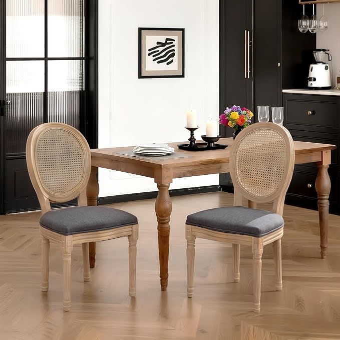 French Country Dining Chairs Set of 6,Farmhouse Upholstered Dining Room Chair...