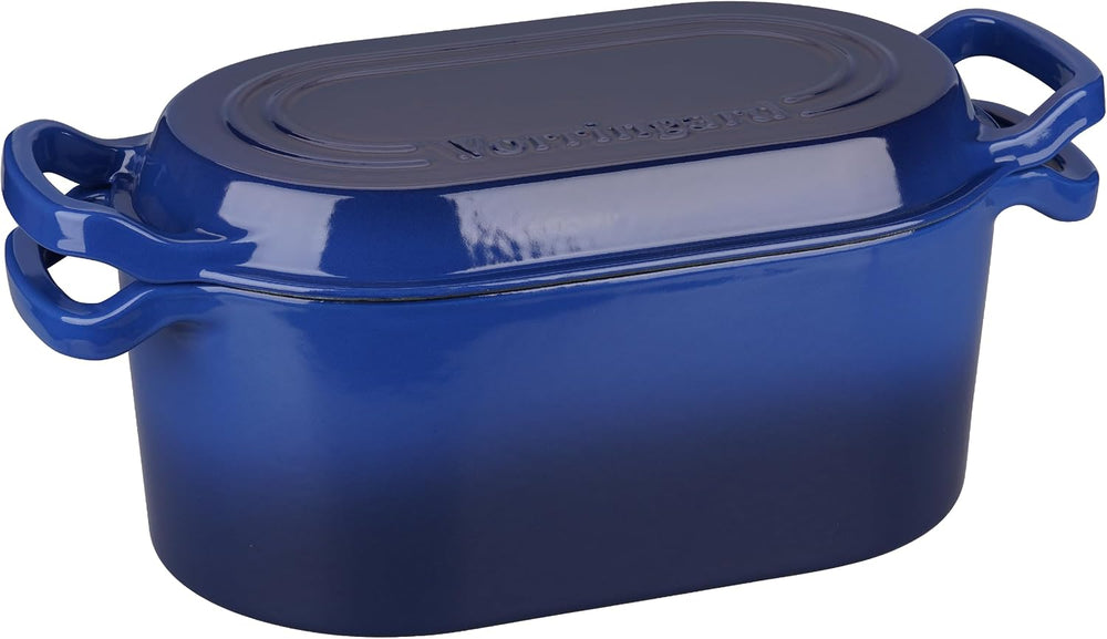 VORRINGARD Oval Dutch Oven Pot with Lid, Enamel Coating Cast Iron Bread Pans ...