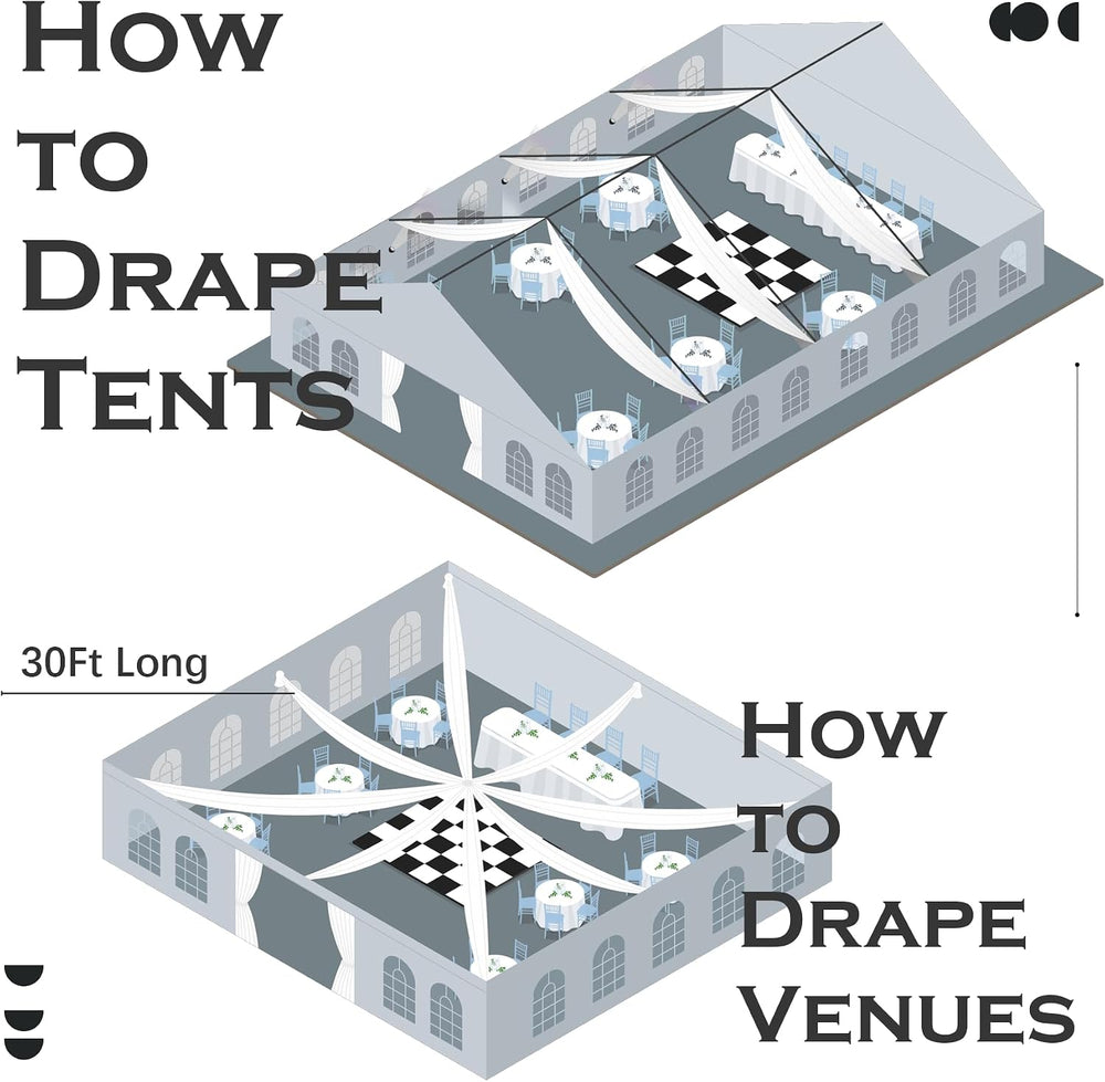 4 Panels 5ftx30ft Black Ceiling Drapes for Halloween Parties