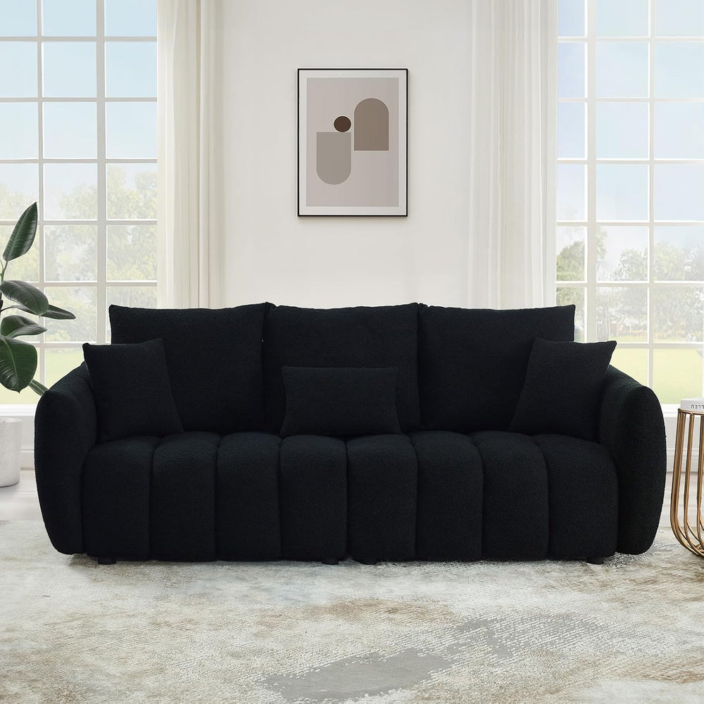 Antetek 78" Modern Sofa Couch, Comfy Deep Seat Teddy Fabric Cloud Sofa, ...
