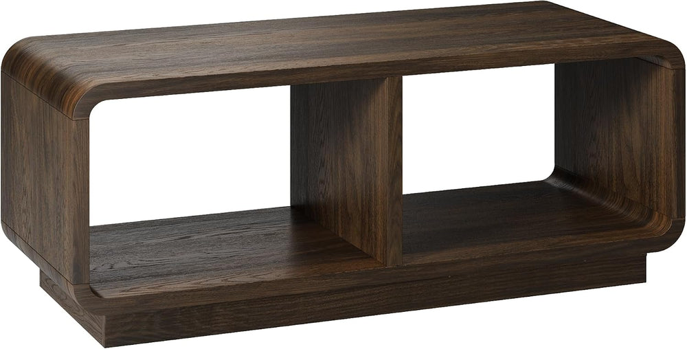 LYNSOM 47" Mid Century Modern Coffee Table,2-Tier Center Table with Curv...