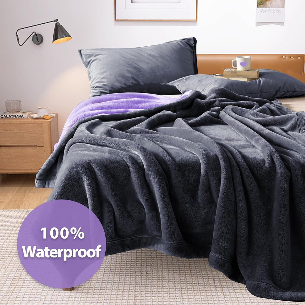 Reversible Waterproof Bed Blanket 90"x80", Stain & Leak Proof, ...