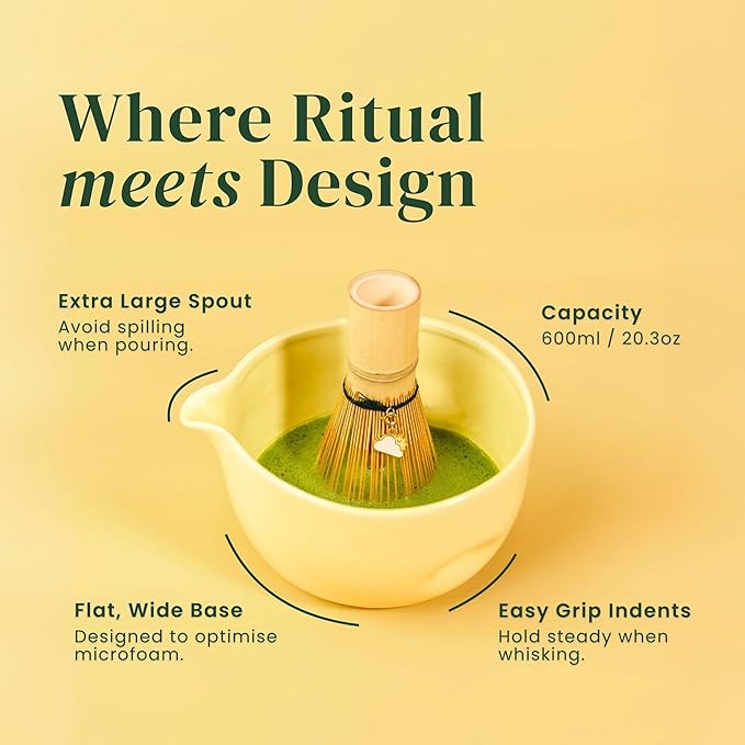 Crafti Matcha Whisk Set | Golden Hour 6-Piece Matcha Kit | Matcha Bowl