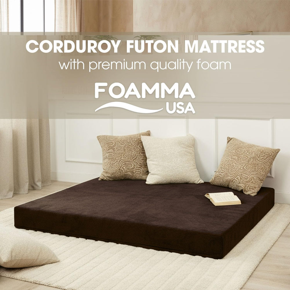 FoammaUSA Premium Corduroy Futon Couch Mattress โ Made in USA 6-Inch Memory F...