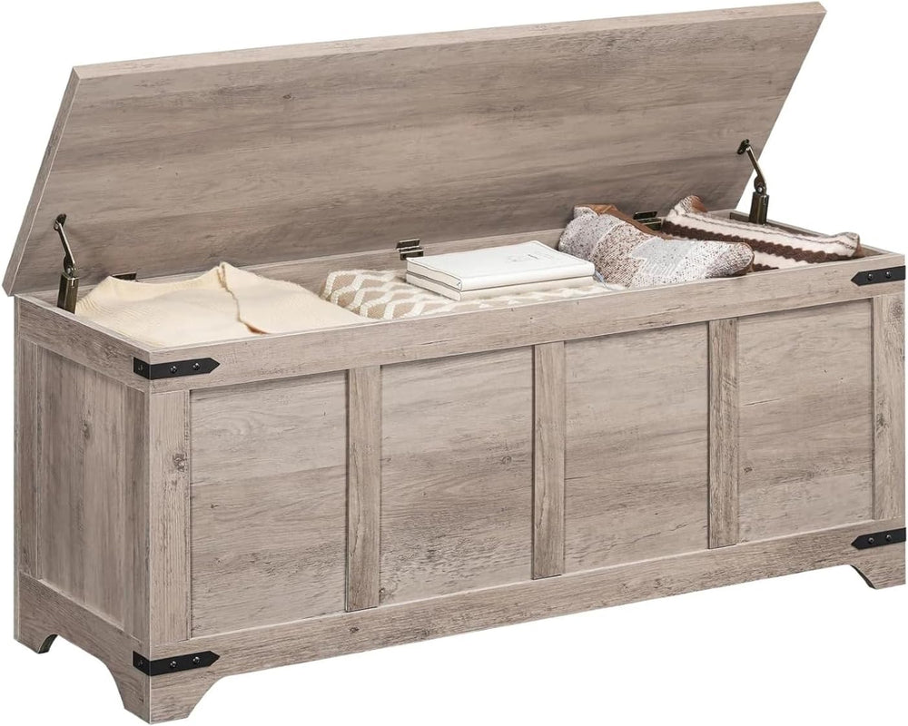 MAHANCRIS 47.2" Storage Chest Extra Large, Wooden Storage Bench with 2 S...