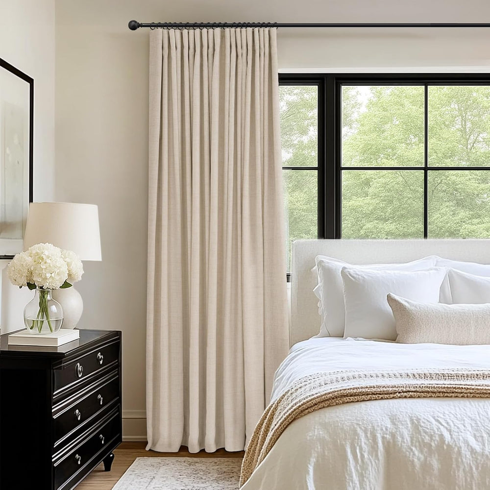 INOVADAY Linen Textured 100% Blackout Sliding Door Curtains 102x84 Oatmeal