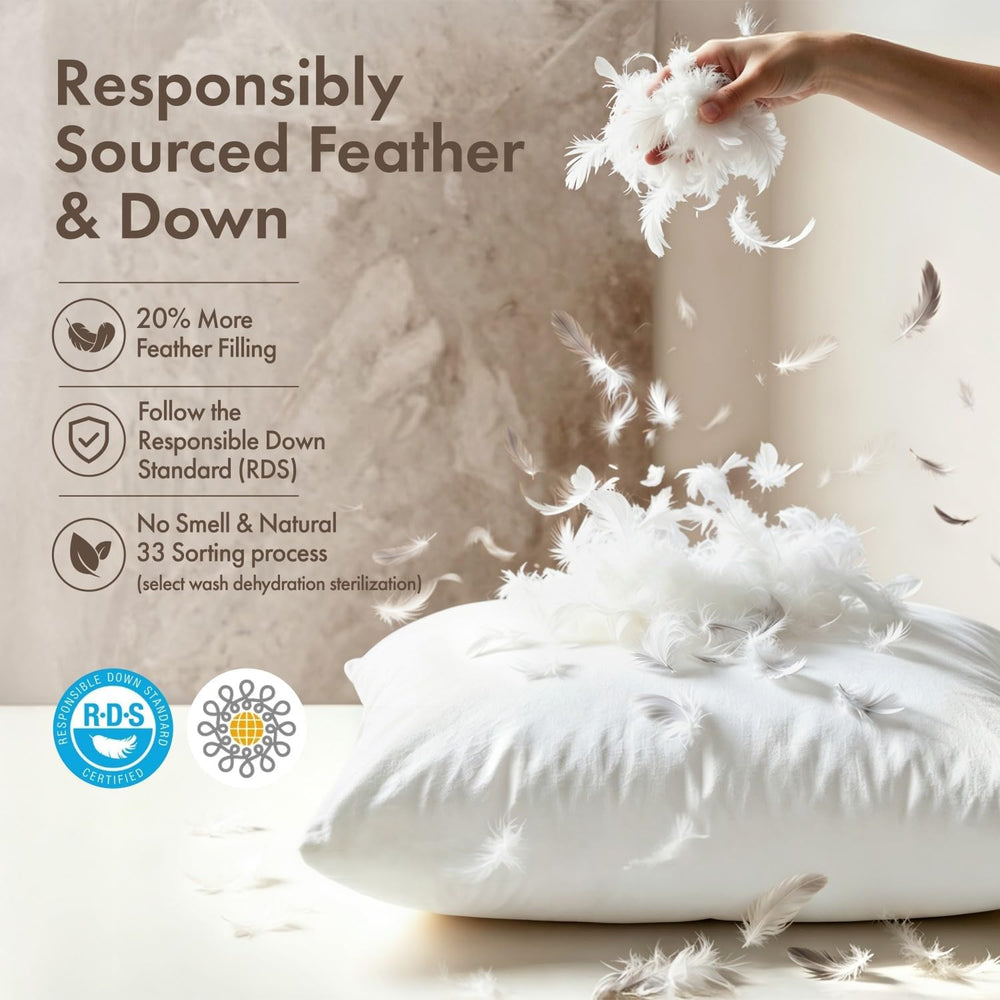 MIULEE 20x20 Pillow Inserts, Set of 2 Feather Down Throw Pillows