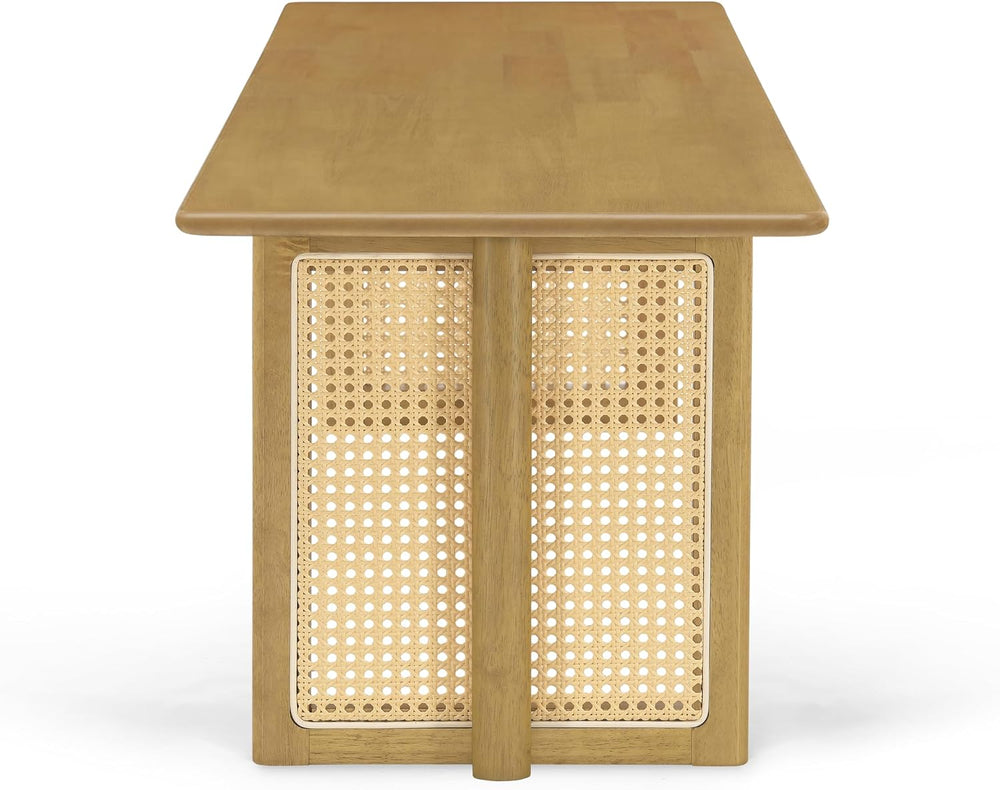 Christopher Knight Home Rubber Wood Dining Bench with Plastic Rattan Weave 59...