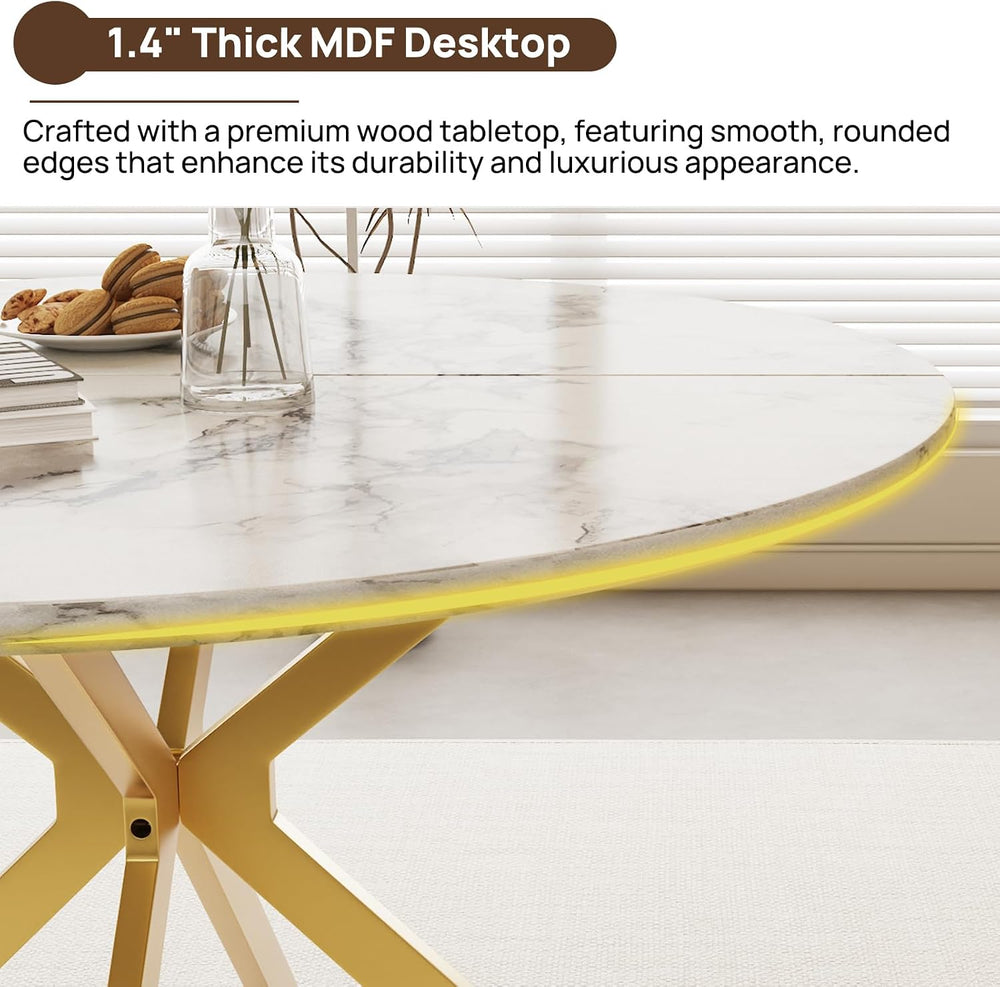 ALBAD 46.4" Round Dining Table, Mid Century Modern Round Dining Room Tab...