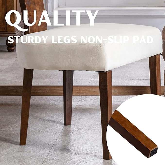 Upholstered Dining Chairs Set of 2, Modern Wooden Kitchen Chairs Fabric Side ...