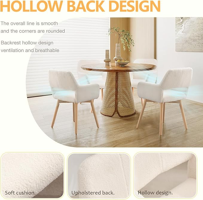 Mid Century Modern Dining Chairs Set of 4 & 2 & 6 Comfy Accent Chair ...