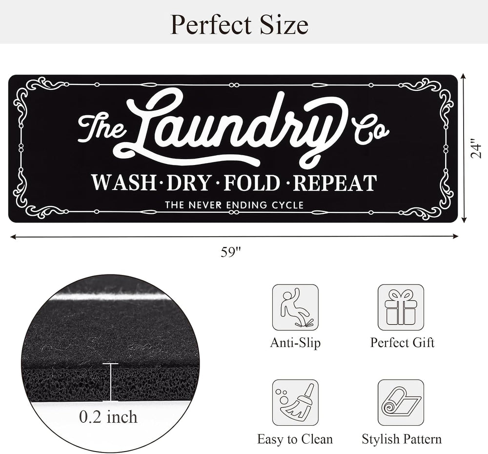 Pauwer Laundry Room Rug Runner 24"x60", Non Slip Waterproof Mat, Bl...