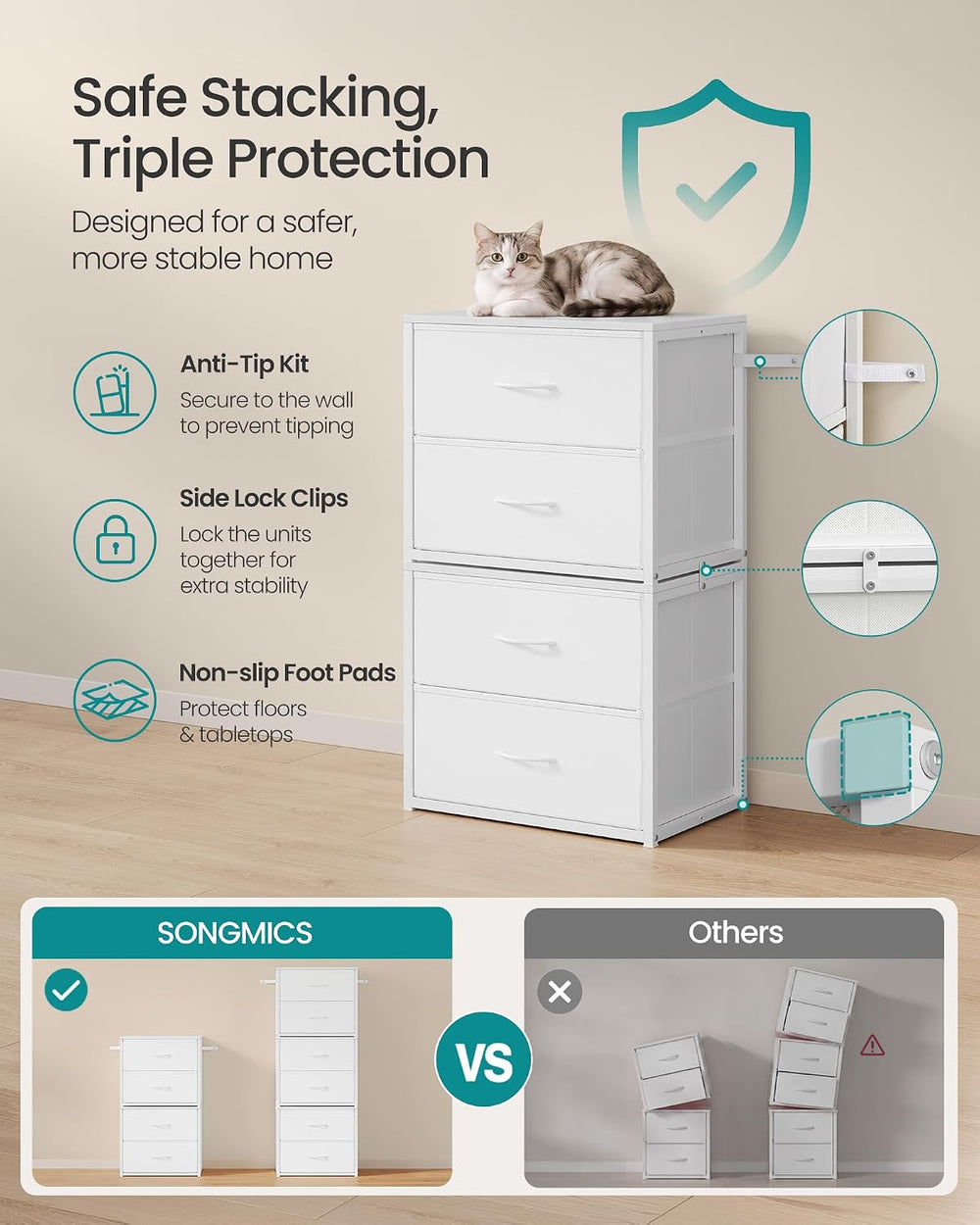 SONGMICS Closet Organizers and Storage, Stackable Storage Drawers