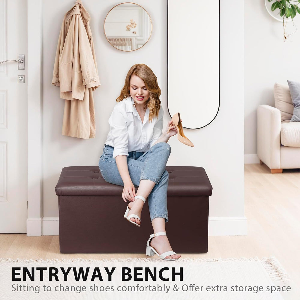 ZenStyle 30Inches Storage Ottoman Bench, Folding Footrest Stool, Storage Ches...