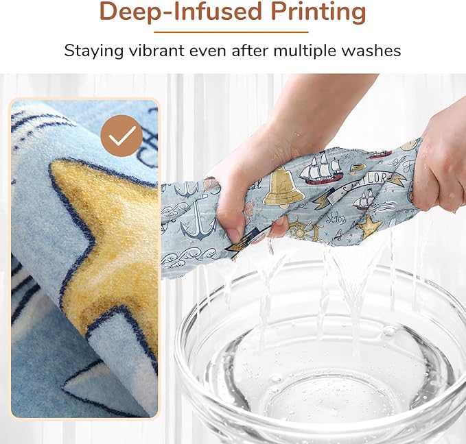 OPPODREAM Nautical Soft Area Rugs 5x7, Washable Blue Rug