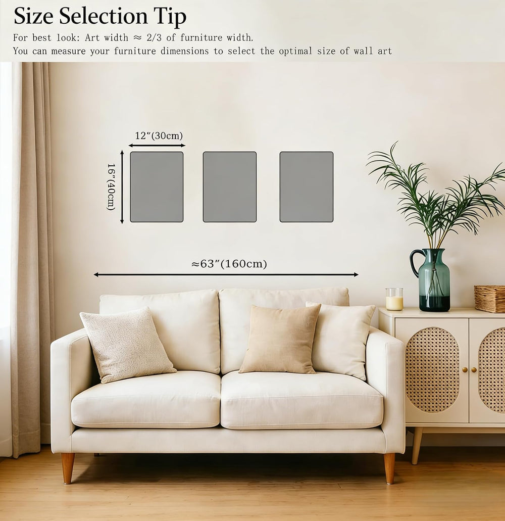 Bwodke Sage Green Botanical Canvas Wall Art Set of 3, 12x16 inch