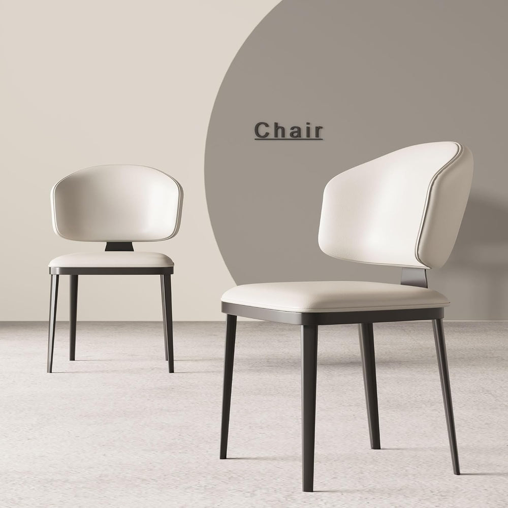 Faux Leather Dining Chairs, Off-White Accent Chairs Set of 2