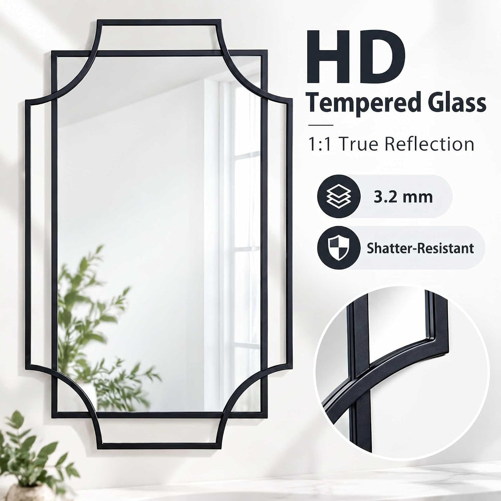 Large Wall Mirrors for Decor, Black Bathroom Mirror 40''X28''