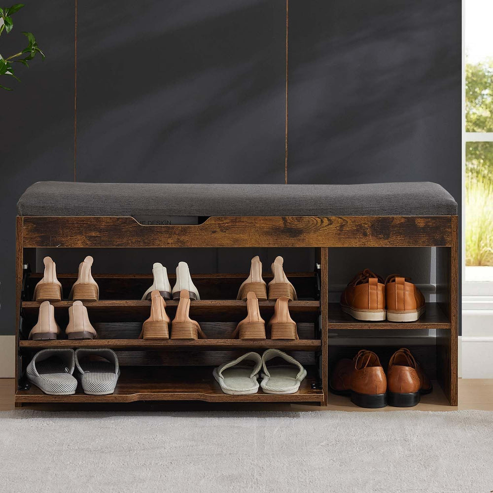 Shoe Storage Bench with Flip Drawers & Lift Top Storage Box, Entryway Ben...