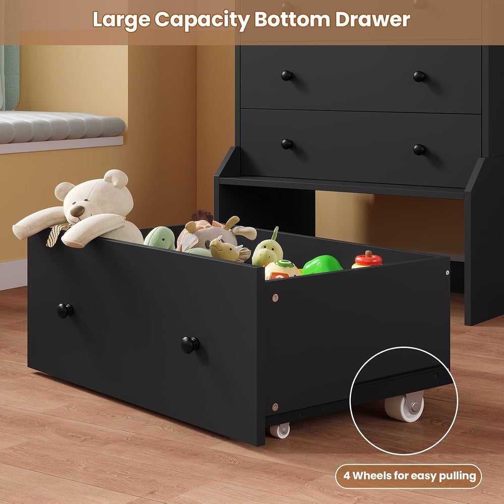 ADORNEVE 6 Drawer Tall Black Dresser for Bedroom