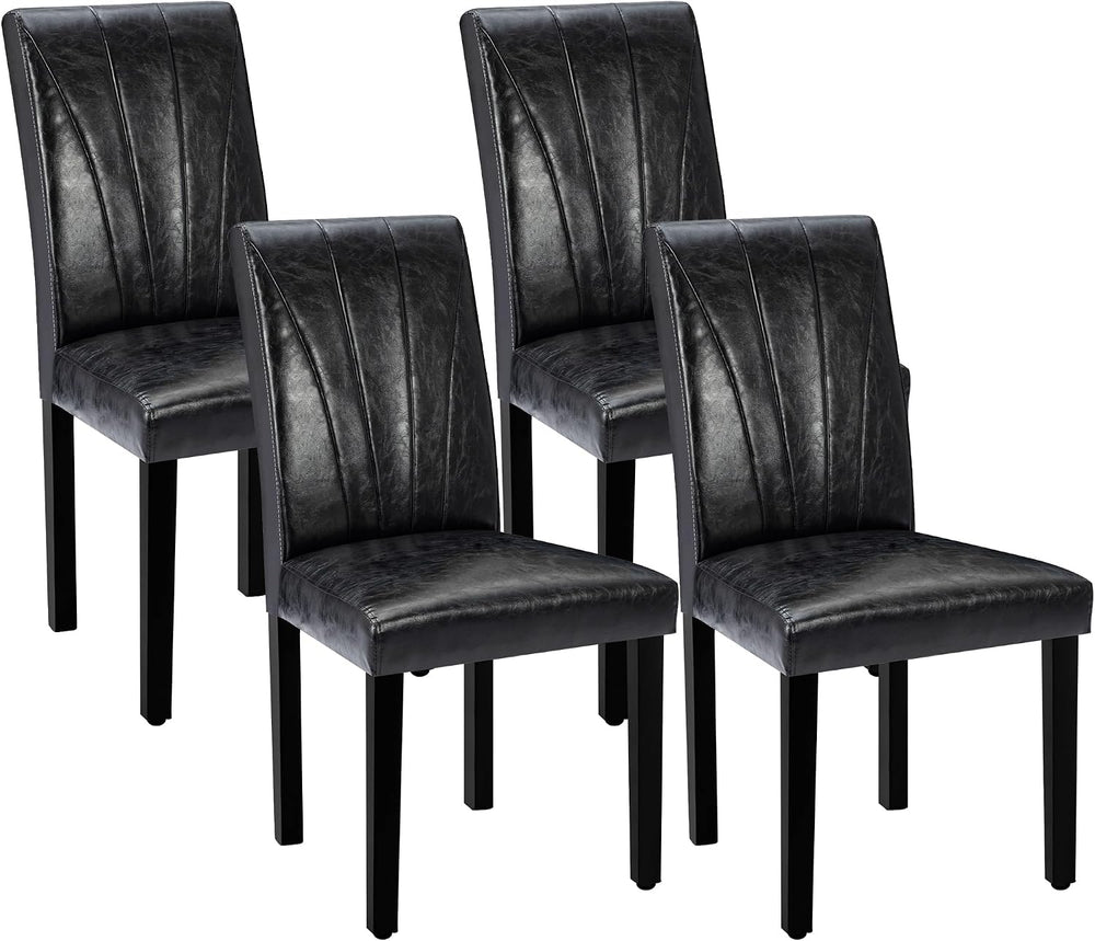 VECELO Upholstered Dining Chairs Set of 4, Modern PU Leather and Solid Wood L...