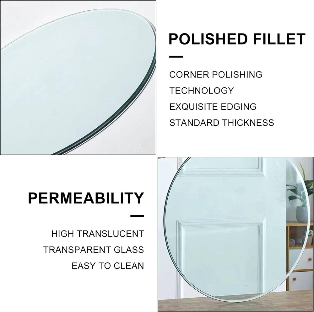 TesNus 40" Clear Round Glass Table Top, 2/5" Thick Tempered Glass T...