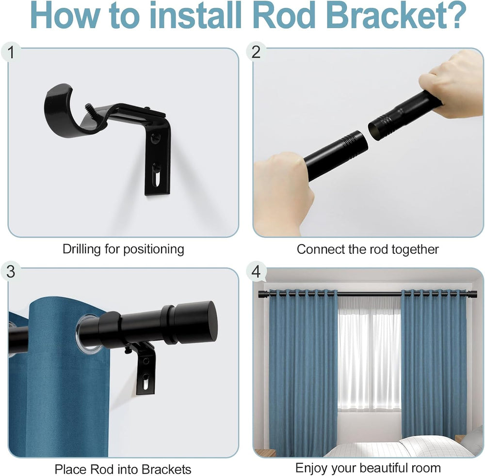 Byondeth Curtain Rods 16 to 144 Inches, 1 Inch Splicing Adjustable Curtain Ro...