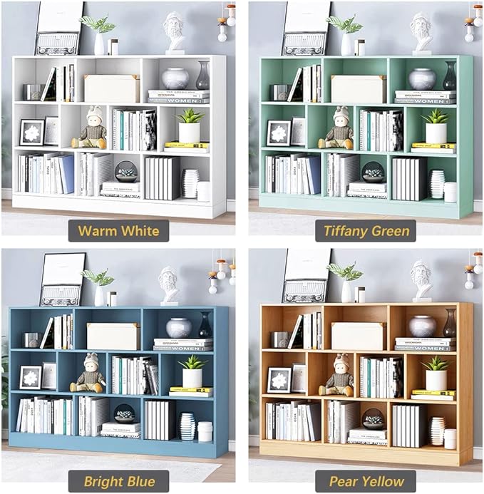 IOTXY Open Shelf Low Bookcase - Wooden 3-Tier Floor Standing Display Cabinet ...