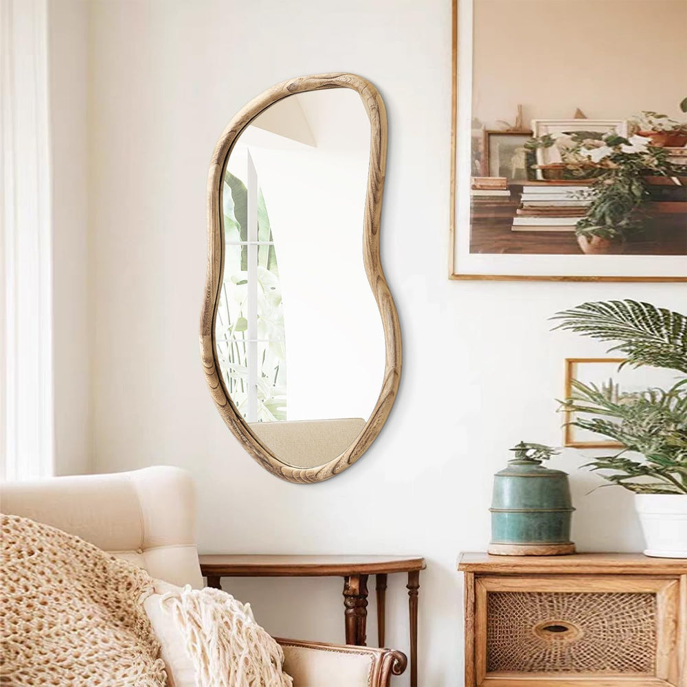 Irregular Wall Mirror Wood Asymmetrical Mirror Large Bathroom Vanity Mirrors ...