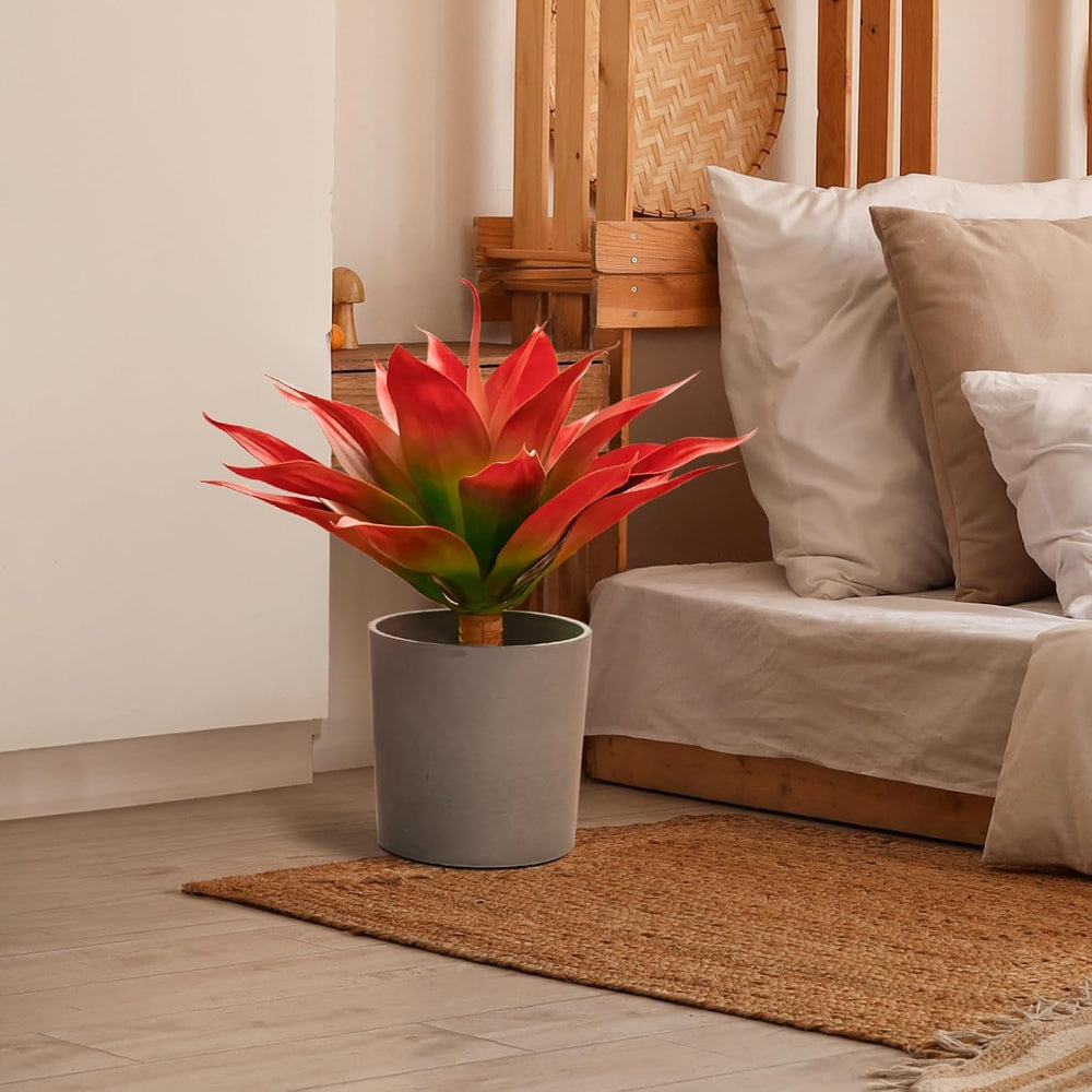 Velener Fall Fake Agave Artificial Plant, Red Fake Succulents Plant for Room ...