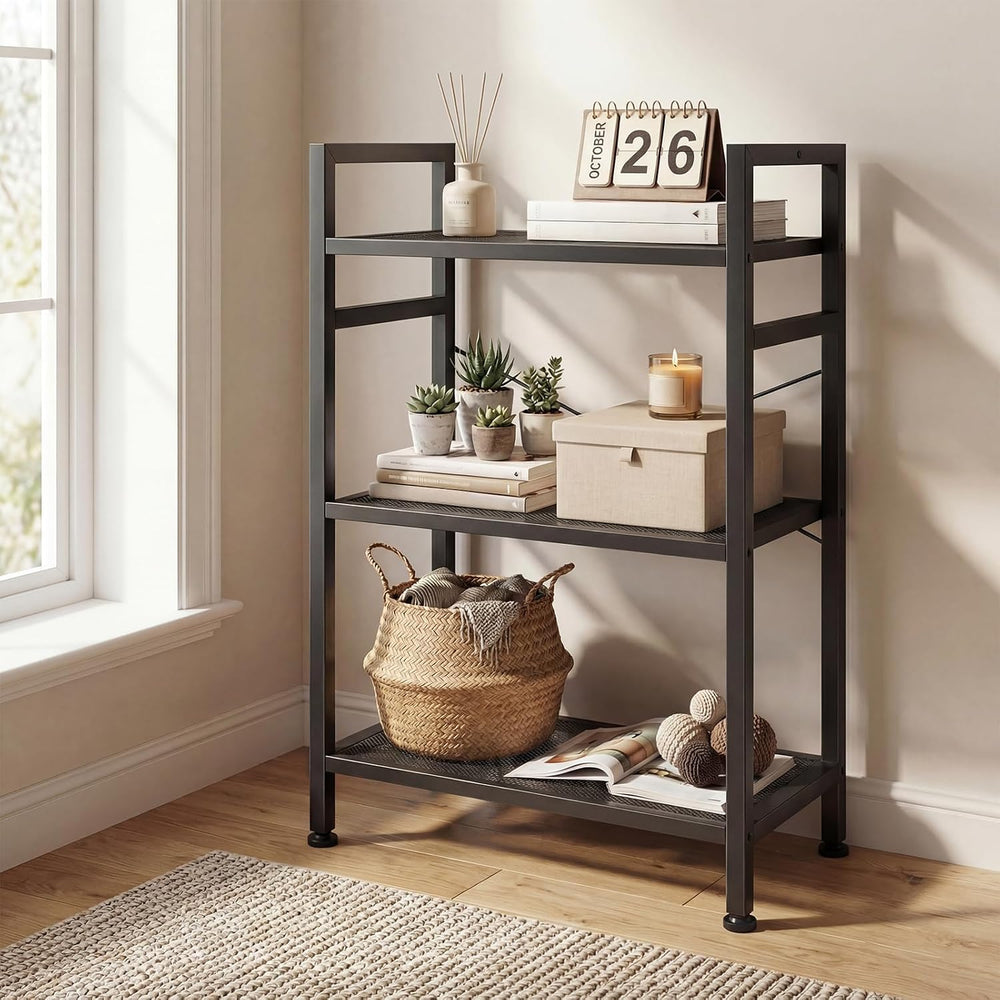 DUMOS 3 Tier Bookshelf, Home Office Bookcase Shelf Storage Organizer