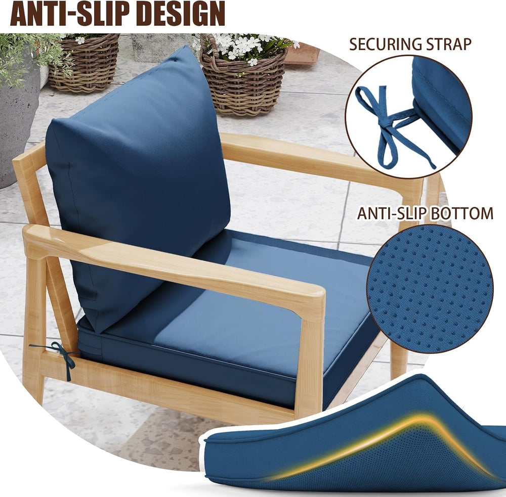 Outdoor Seat Cushions, 24"x24"x4", Set of 4