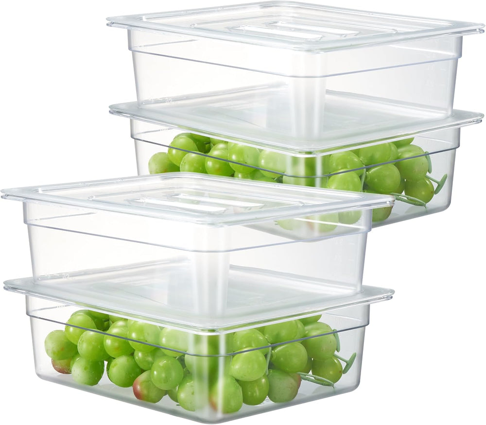 CURTA 4-Pack 1/2 Size 4" Deep NSF Polycarbonate Food Pans