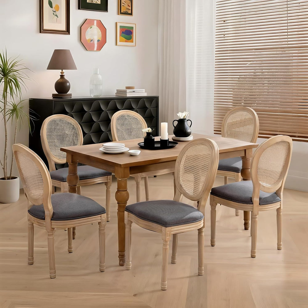 French Country Dining Chairs Set of 6,Farmhouse Upholstered Dining Room Chair...