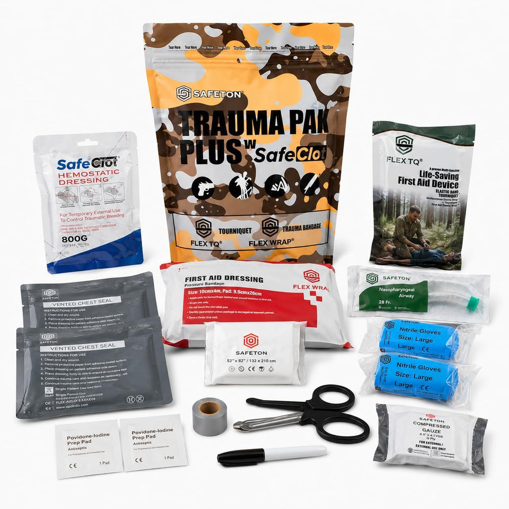 Trauma Pak Plus with SafeClot Hemostatic Gauze and Tourniquet