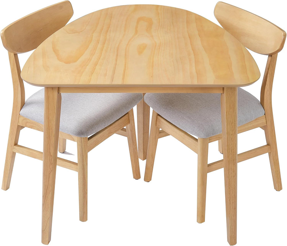 P PURLOVE Modern 3 Piece Table Set, Wood Triangular Table (Natural)