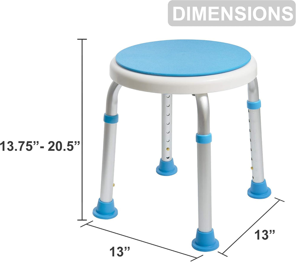 Vaunn Medical Tool-Free Assembly Adjustable Swivel Shower Stool Seat Bench SP...