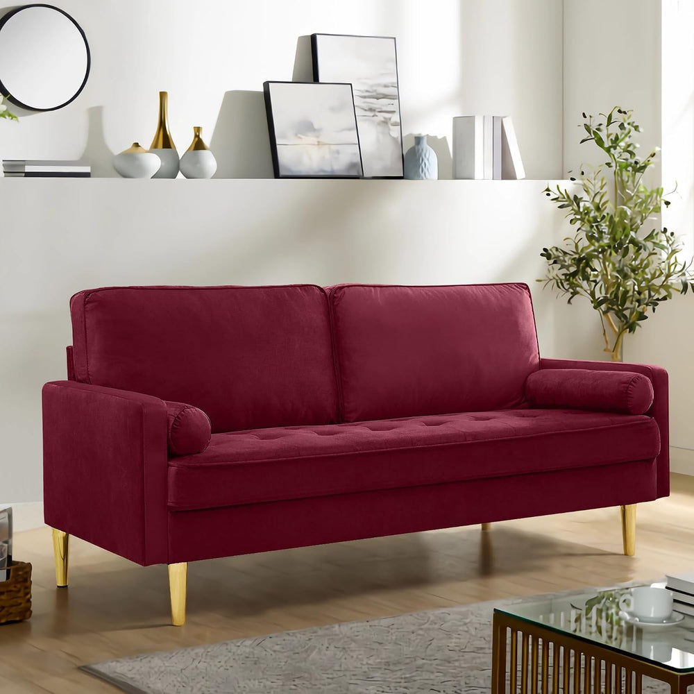 Velvet Loveseat Sofa,Mid Century Modern Small Love Seats Furniture Comfy Couc...