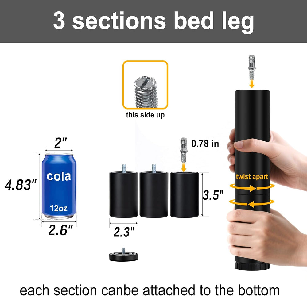 11 Inch Bed Legs for Adjustable Bed, Screw in Bed Legs Set of 4