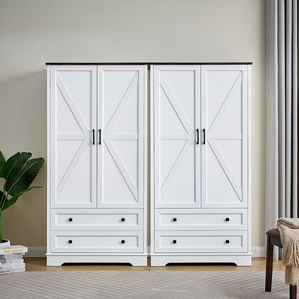 SOOWERY Farmhouse Dresser for Bedroom, Tall Chest of Drawers, White