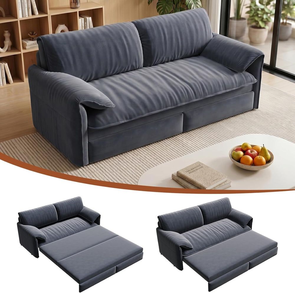 Yafylly Full Size Velvet Loveseat, Queen Pull Out Sofa Bed, 3 in 1 Convertibl...